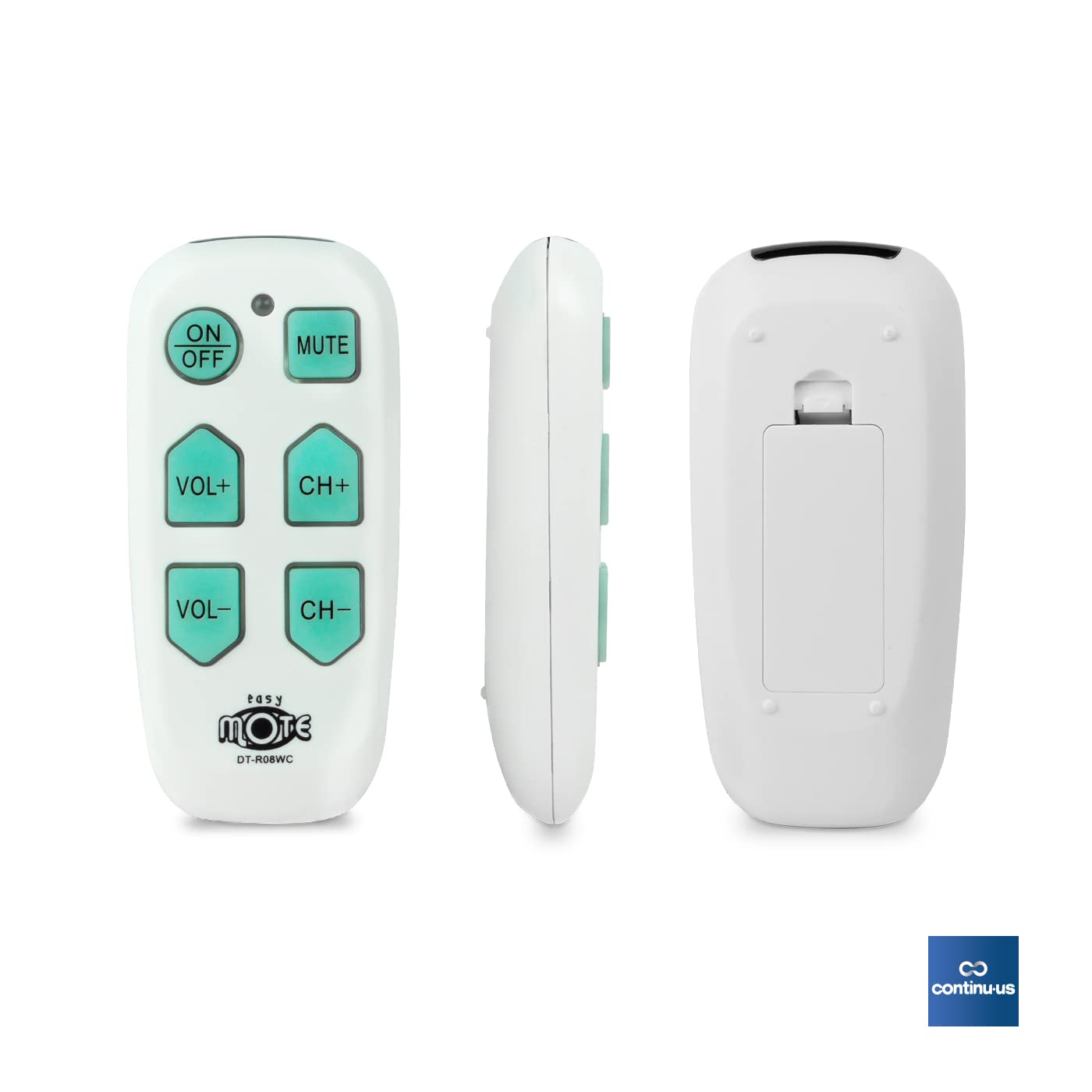 Universal Big Button TV Remote - EasyMote | DT-R08W. Backlit, Easy Use, Smart, Learning Television & Cable Box Controller, Perfect for Assisted Living Elderly Care. White TV Remote Control
