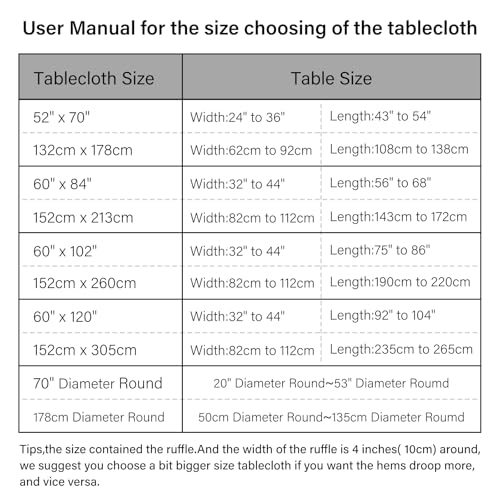 GLORY SEASON Retro Farmhouse Ruffle Tablecloth Cotton Flounces Trim Washable Table Cover Tablecloths for Rectangle Table Baby Shower Kitchen Party Wedding Decor 60''x102'' - size: 102" x 60" (Rectangular)