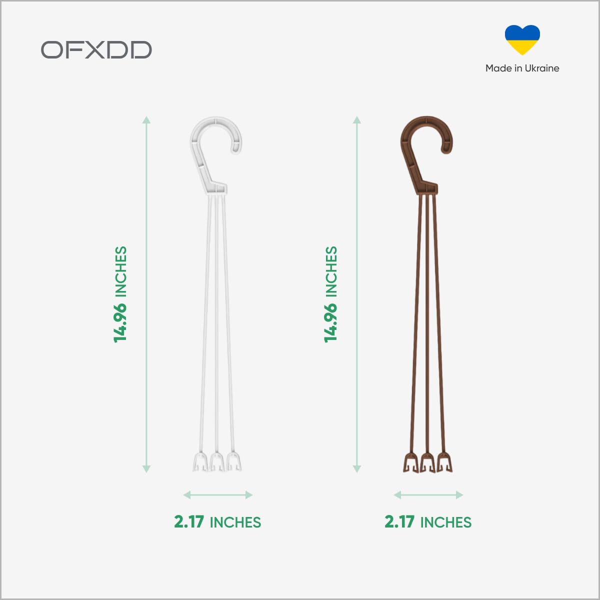 OFXDD Plant Hanger - Plastic Hanging Planters for Indoor & Outdoor Plants - Flower Plant Holder with Hooks, White (3 Pcs) and Brown (3 Pcs)