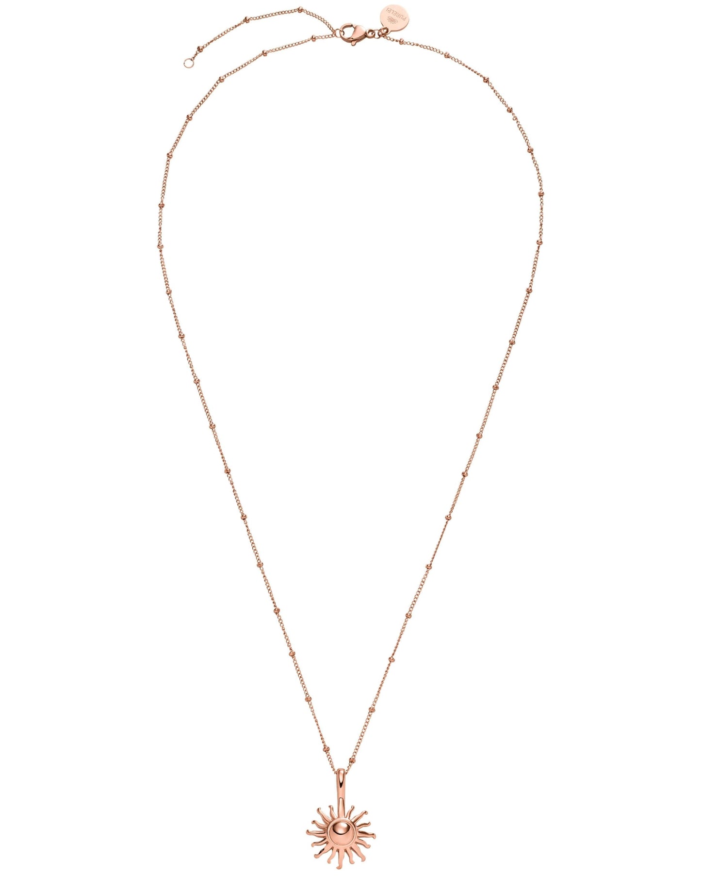Purelei® Sun Necklace: Waterproof & Adjustable, Chain with sun pendant, 20 to 22 inch adjustable length, 18K Gold plated stainless steel - rosegold