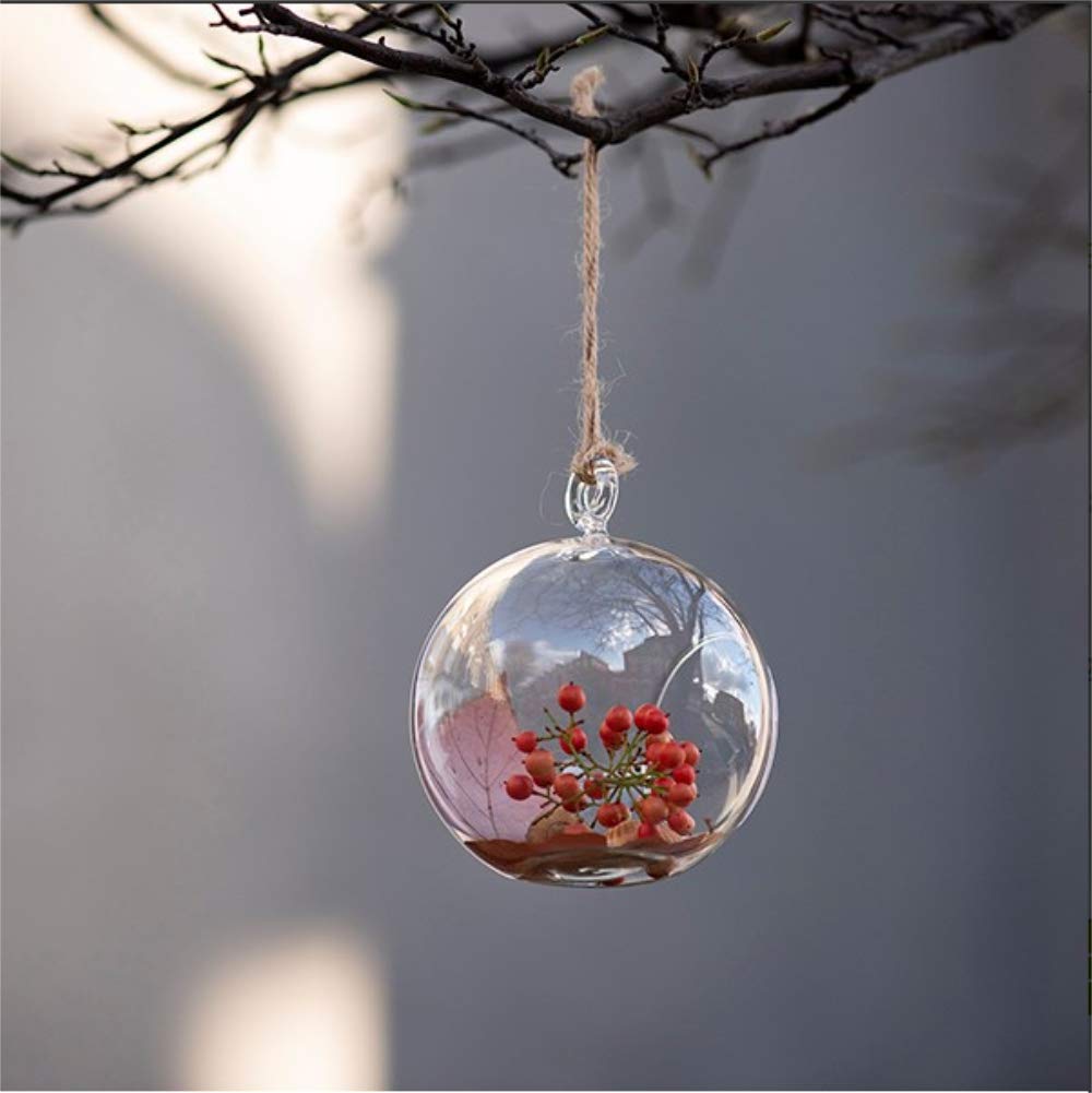 Ecosides 12 Pcs Hanging Glass Orbs Hanging Glass Globe Terrariums Without 2 Side Hole for Candle Holder, TeaLight Holder Candlestick for Wedding Decor