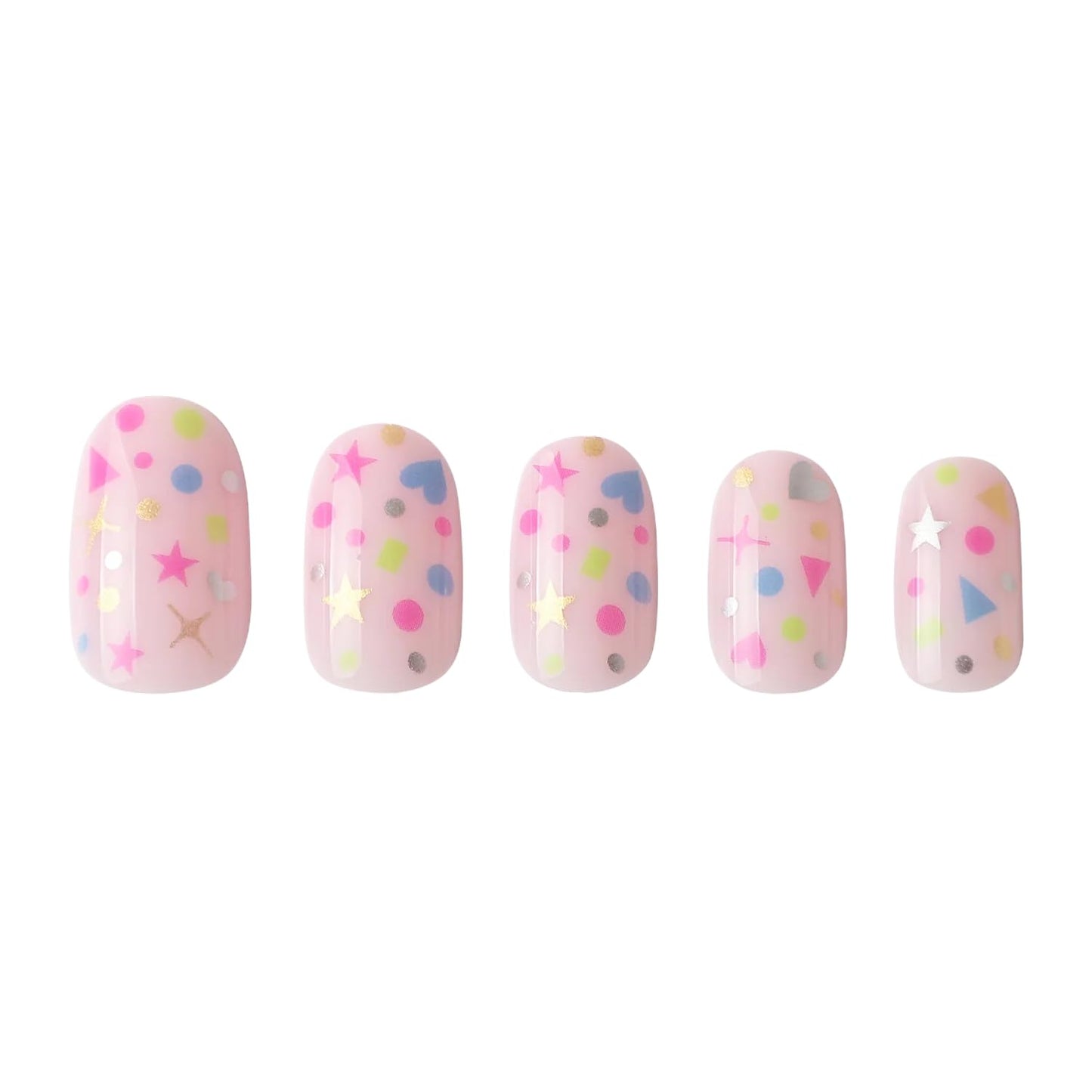 PaintLab Press On Nails - Funfetti Oval Fake Nails, 24 Nails in 12 Sizes with Glue, Reusable Salon Quality Press On Nails