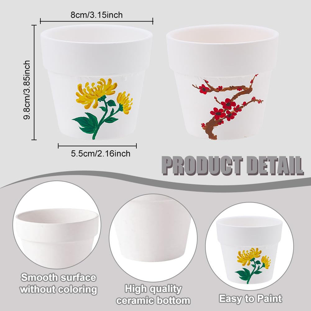 WEBEEDY 4 Sets DIY Ceramic Succulent Pots Paint Kit for Adults Beginner DIY Paintable Ceramics Pots with Butterfly Flower Stencils, Paints, Brushes, Palettes Paint Your Own Pots for Home Decor