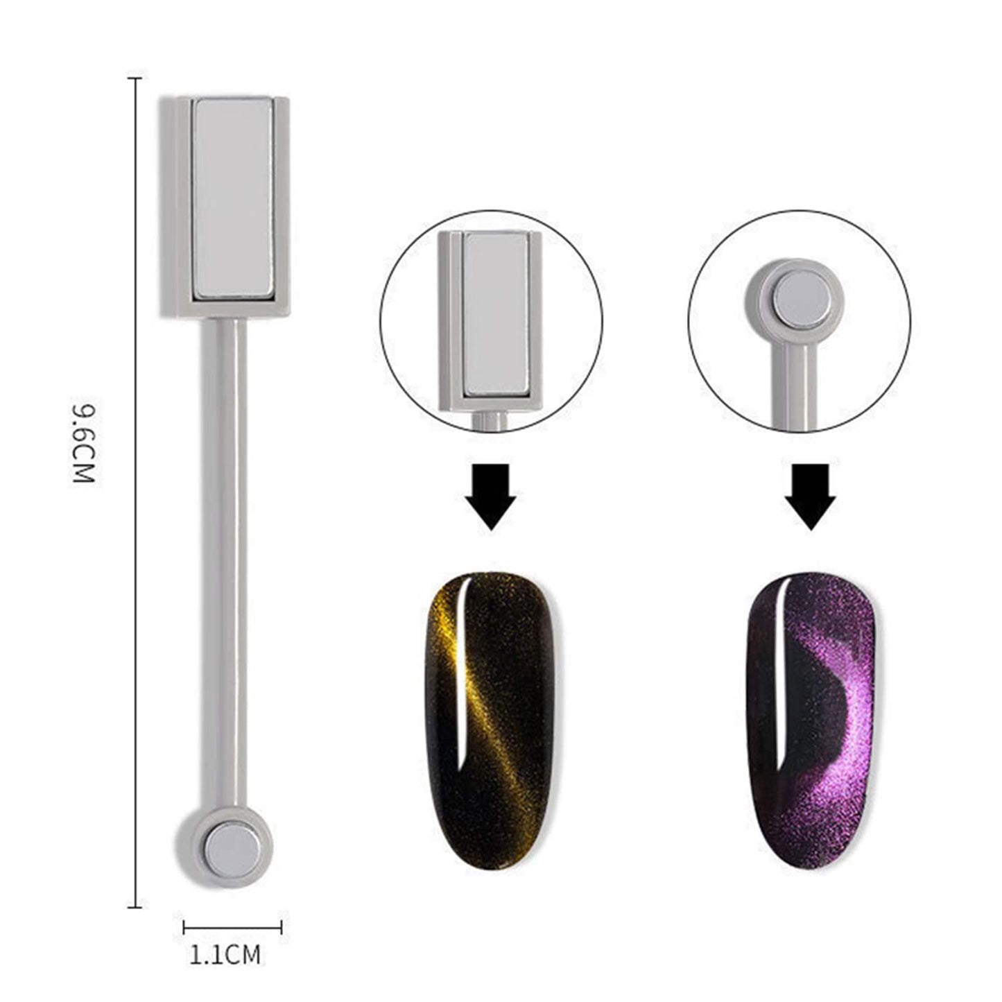 SILPECWEE 11Pcs Nail Magnet Cat Eye Magnet for Nails Magnetic Gel Polish Nail Polish Magnet Wand Nail Sticks Nail Design Tools Nail Art Accessories for DIY& Salon