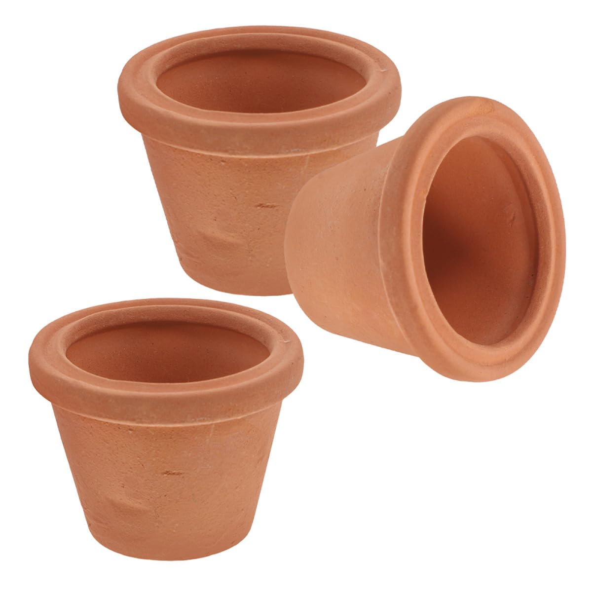 Alasum 3pcs Mini Terracotta Succulent Planters for Indoor Use Small Round Ceramic Pots for Cactus Herbs Space-Saving Natural Look Flower Pots for Desk Shelf Window Sill Home Office Decor