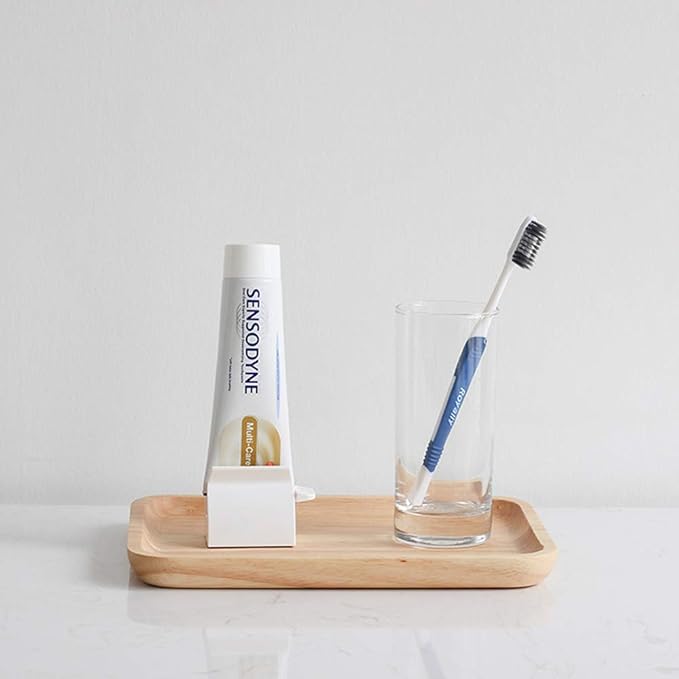 Toothpaste Roller Squeezer Set of 2 Rolling Tube Toothpaste Holder Stand Bathroom Organizer (White) (2Pack-White)