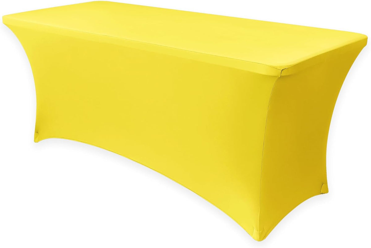 Obstal Spandex Table Cover 6ft Fitted Tablecloth Rectangular - Stretch Rectangle Folding Table Cloth for Birthday Party Wedding Banquet, Yellow, 72L x 30W Inch