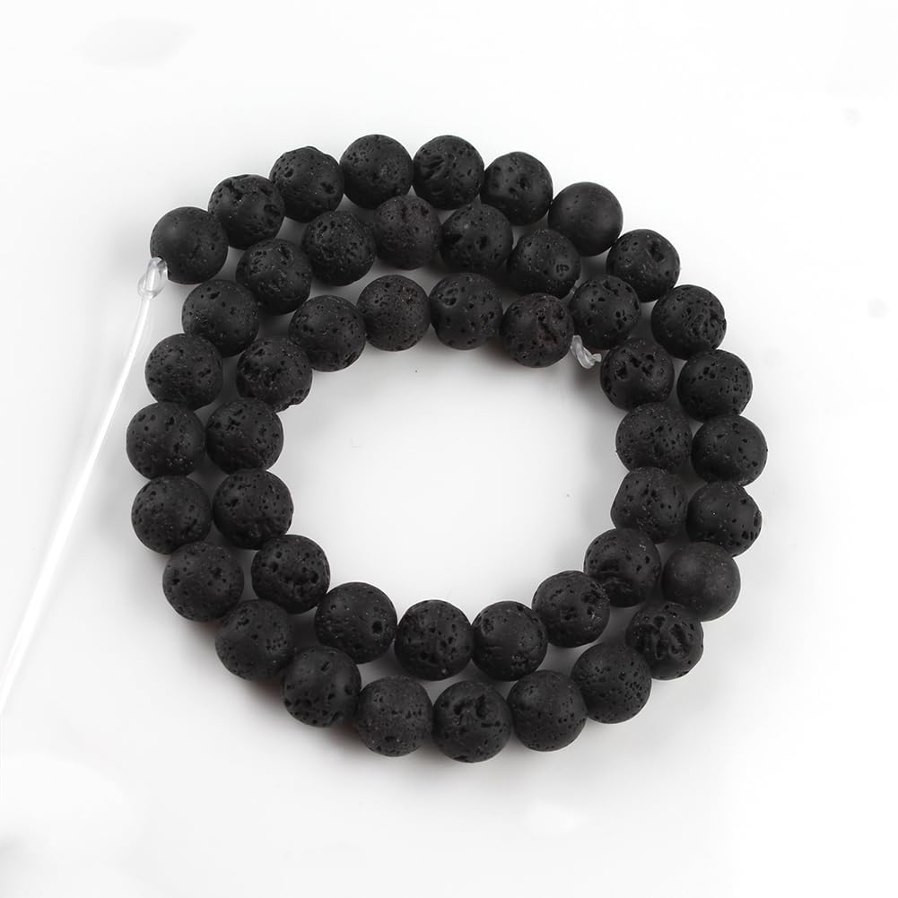8mm Black Lava Rock Natural Stone Beads Round Loose Beads for Jewelry Making Yochus DIY Beads Bracelet Necklace