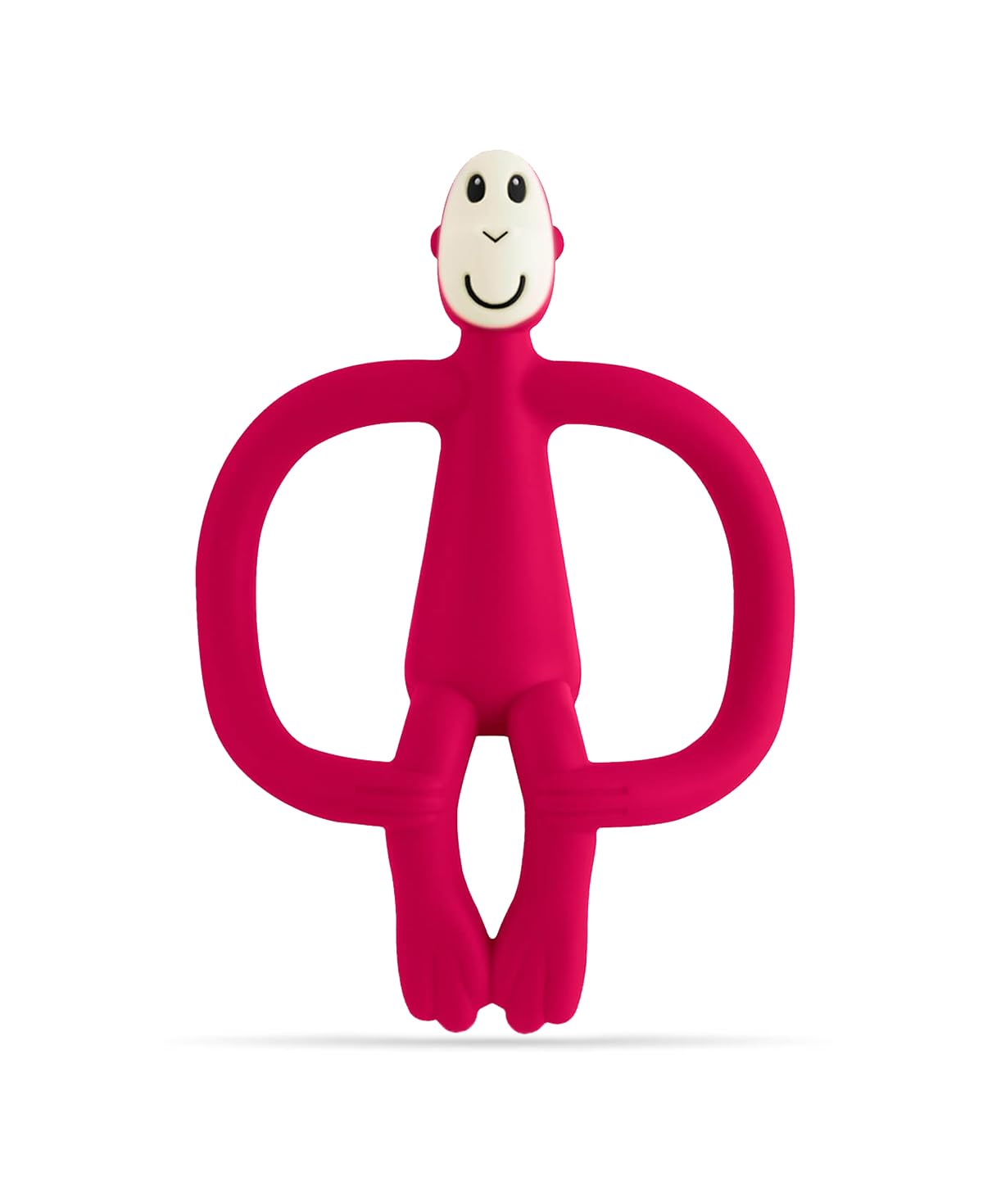 Matchstick Monkey Original Teether & Gel Applicator – Silicone Baby Teether, Easy-to-Grip, BPA-Free, Supports Self-Soothing & Early Brushing, 3 Months+, 4 Inches, Rubine Red