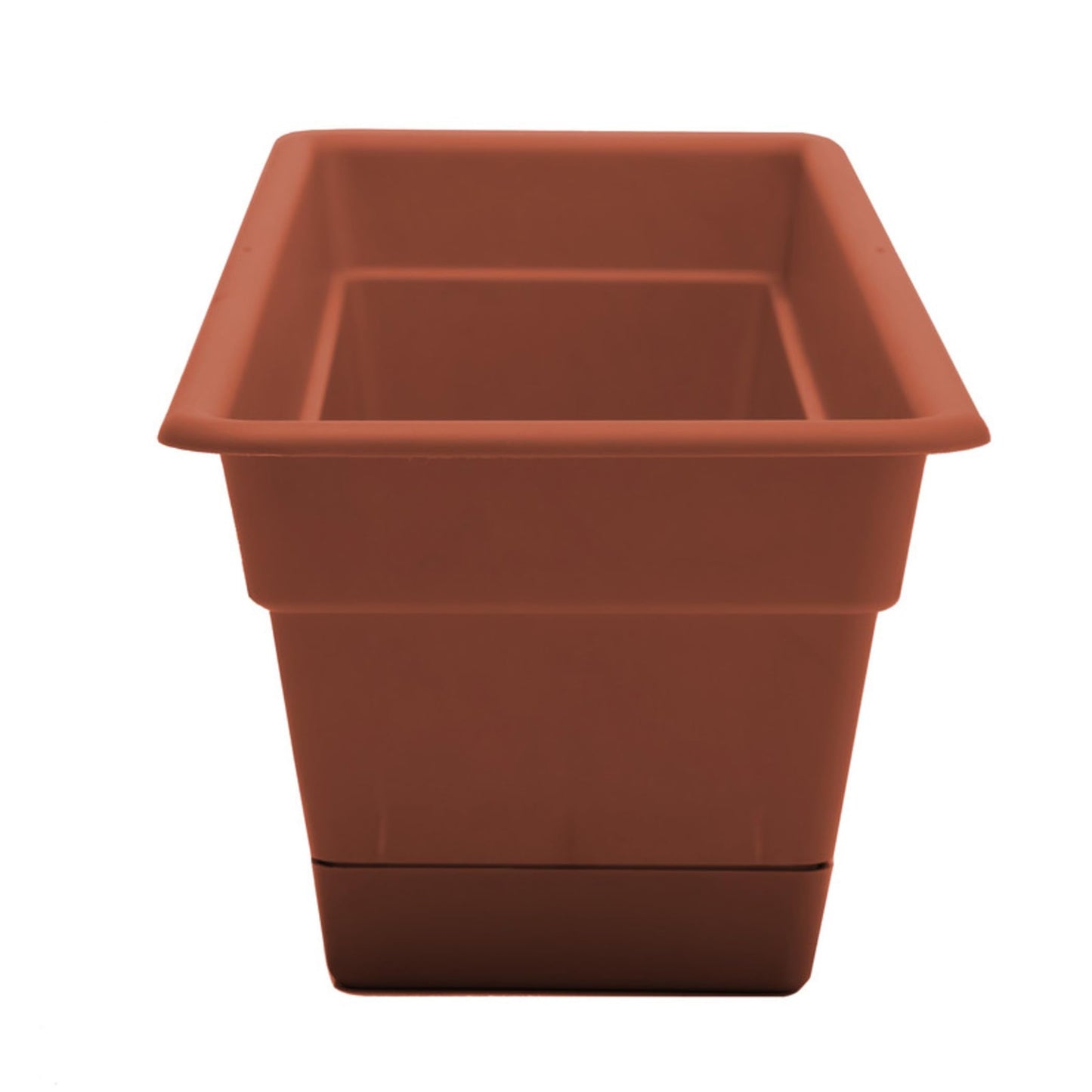 Bloem Dura Cotta 18" Plastic Window Box Planter with Saucer Tray: Indoor/Outdoor, for Windowsill, Ledge, & Tabletop, Terra Cotta