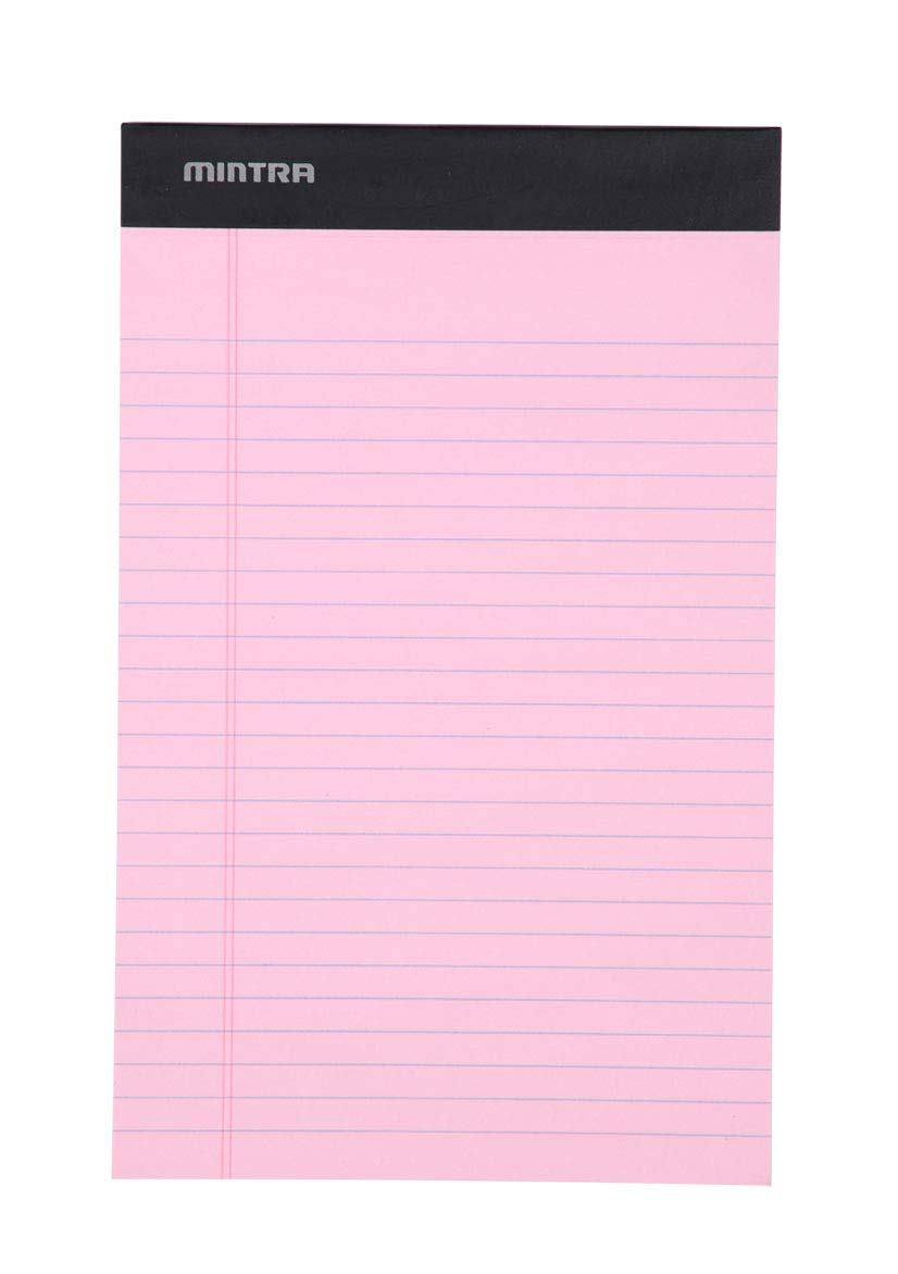 Mintra Office Colorful Legal Pads - Includes 2 Blue, 2 Pink, and, 2 Green Writing Pads, Micro Perforated Lined Sheets, Ideal for Professional & Personal Use, 5"x8" Narrow Ruled, 6 pack Pastel Set 2