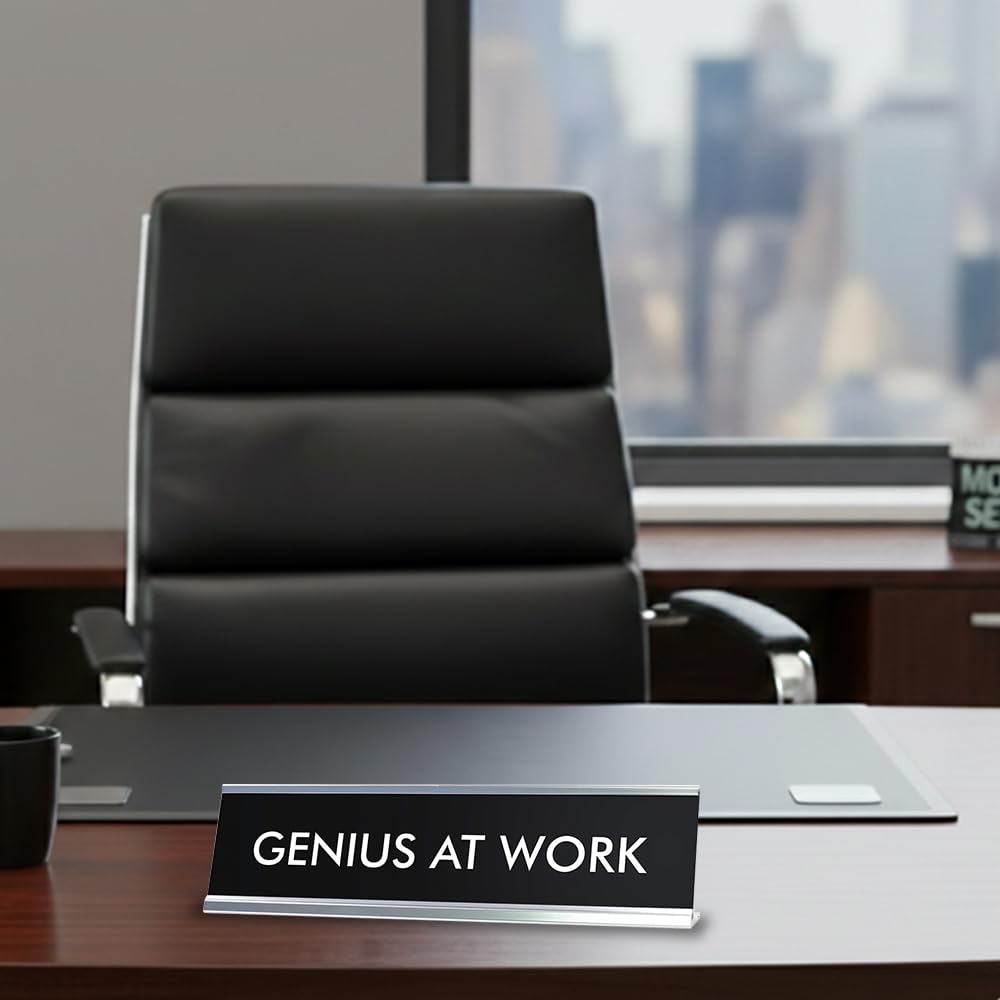 Signs ByLITA GENIUS AT WORK Novelty Desk Sign