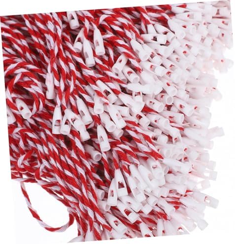 Holibanna 500pcs Locking Ornament Hooks Rustic Cotton Ropes Snap-Lock Fasteners Christmas Tree Decoration Hangers Ornament Hanging Ribbon