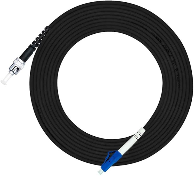 Jeirdus 150M LC to ST Outdoor Armored Simplex 9/125 SM Fiber Optic Cable Jumper Optical Patch Cord Singlemode 150Meters 492ft LC-ST