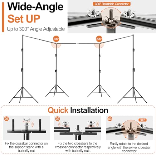 FUDESY 10x30ft Backdrop Stand Heavy Duty Adjustable Photography Background Support System with Angle Rotatable Connector, Spring Clamps, Sandbags, Ring Clips, Carry Bag for Photo Video Studio, Wedding - size: 10x30ft