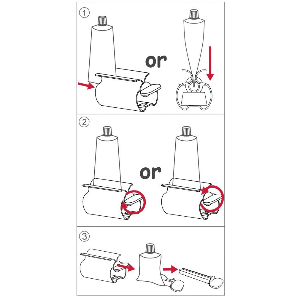XYKEEY Set of 2 Toothpaste Squeezer Rollers, Metal Toothpaste Tube Wringer Seat Holder Stand (Orange)