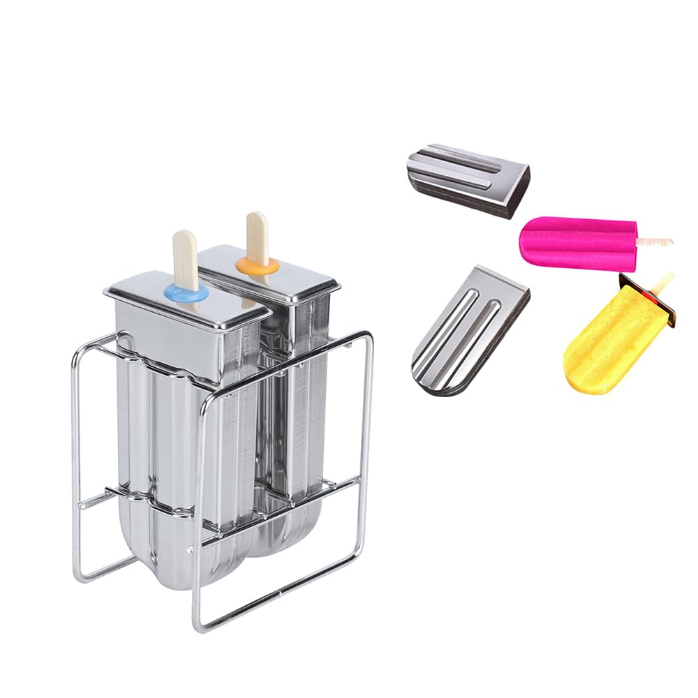 MOUMOUTEN Stainless Steel Popsicle Molds, Ice Cream Mould Home Kitchen DIY Ice Maker Tool for Ice Candy Lolly Pops, Juice and Fruit Smoothies(Round head)