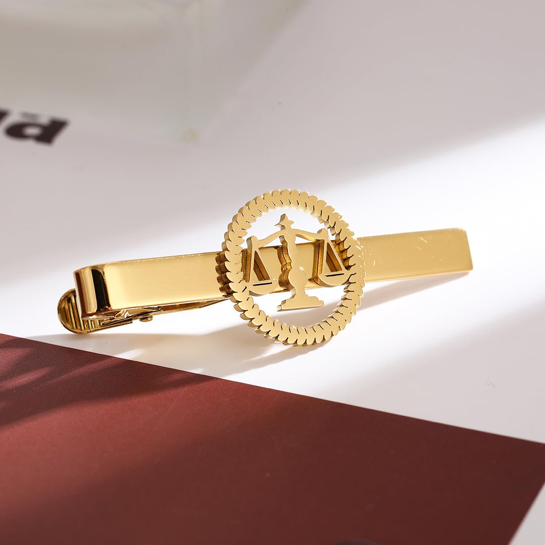 Metal Balance Badges Suit Brooch Libra Scales Brooches For Men (gold pin+tie clip)