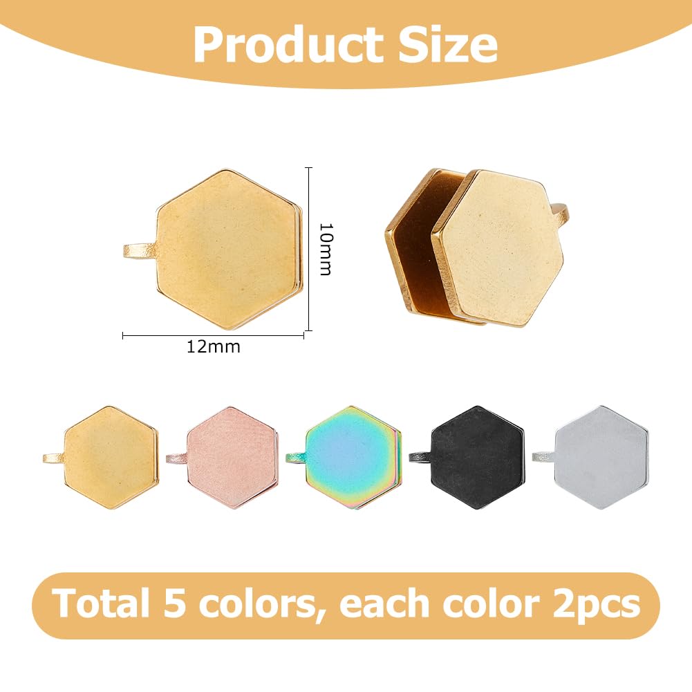 TNKBREEZE 5 Pairs Clip-on Earrings 5 Colors Stainless Steel Non-pierced Pressure Earrings Hexagon Compression Earring Adjustable Cuff Earring for Women Men Ladies