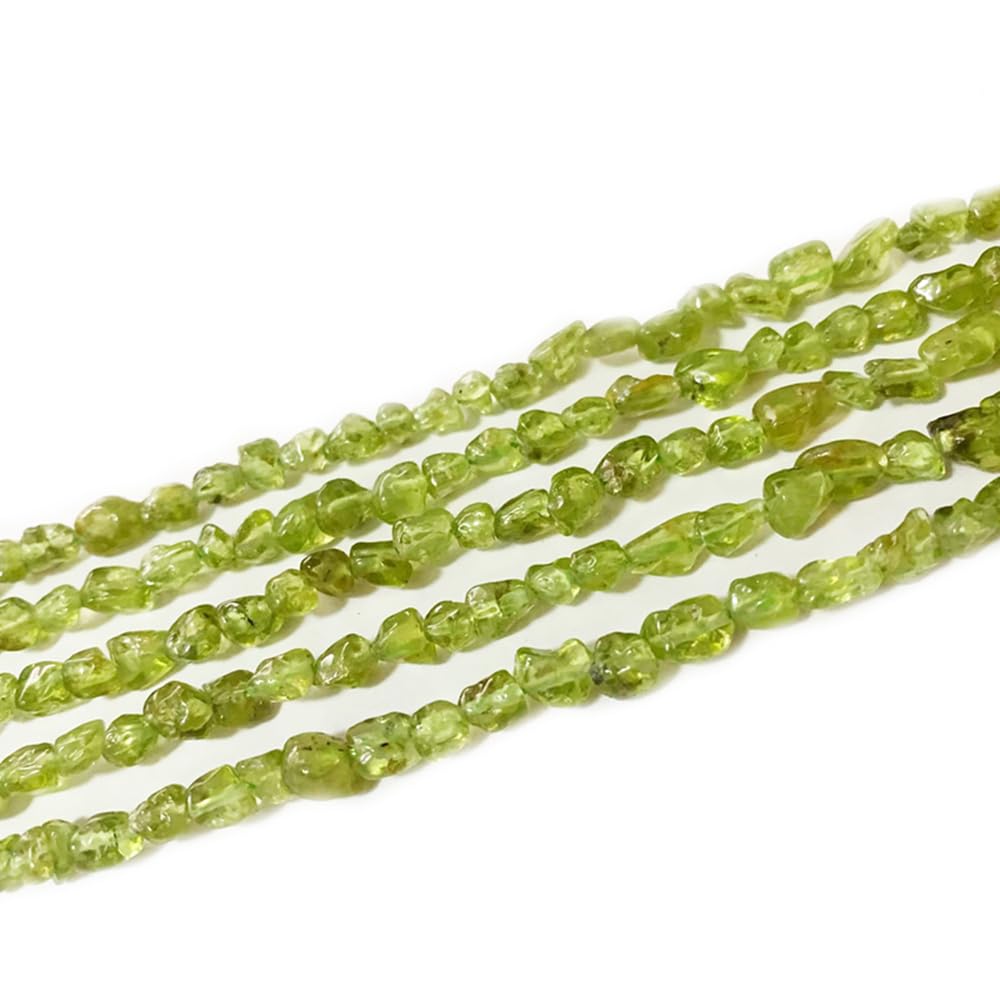 jodaying 6-8mm Natural Green Peridot Nuggets Oval Free Tumbled Pebble Semi Precious Gemstone Loose Stone Beads Approx 15.5 inch for DIY Jewelry Making