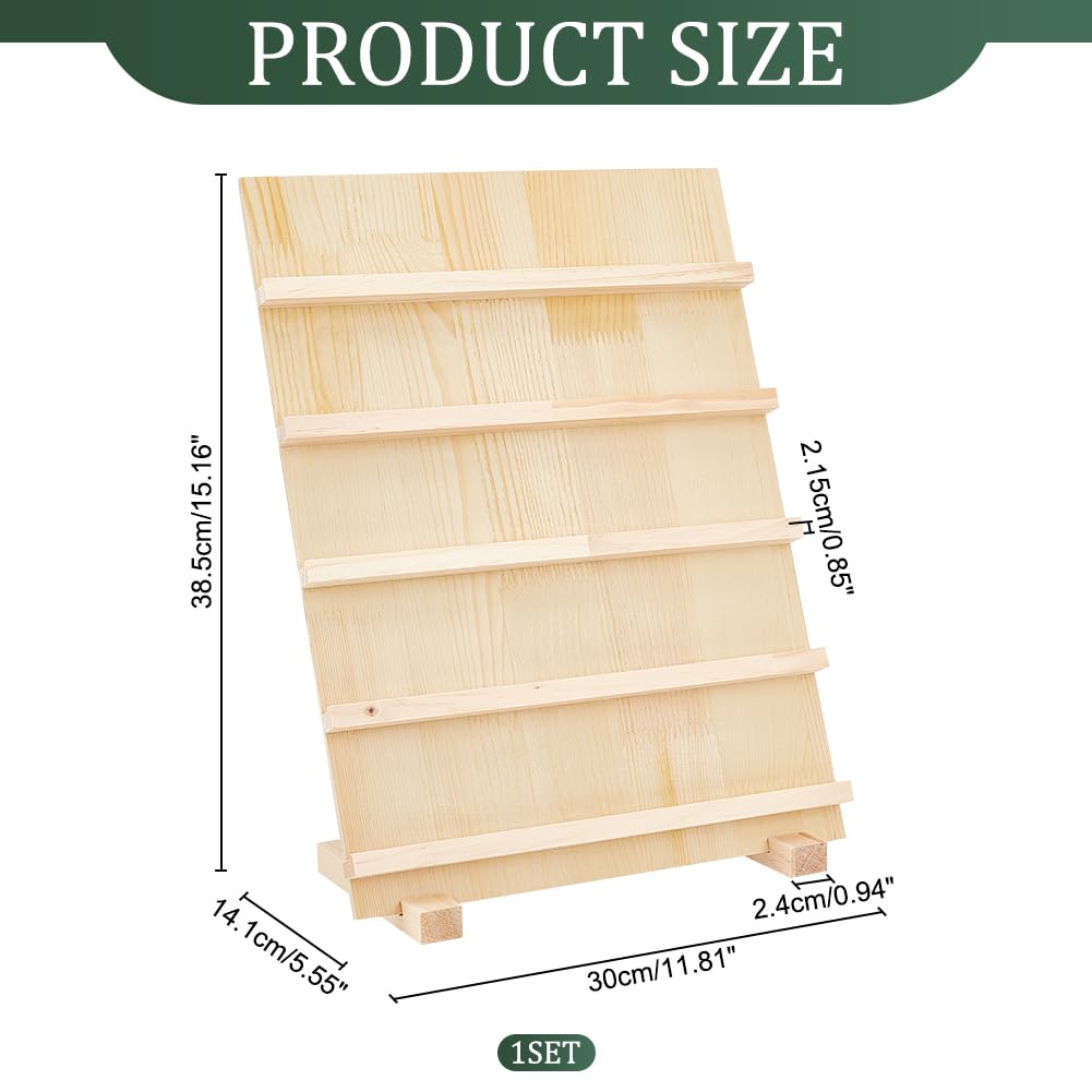 PH PandaHall 5-Tier Wood Earring Card Holder, Rustic Earring Display Stand Retail Jewelry Display Rack Portable Showcase With Slots For Selling Earring Craft Showing Exhibition Jewelry Storage
