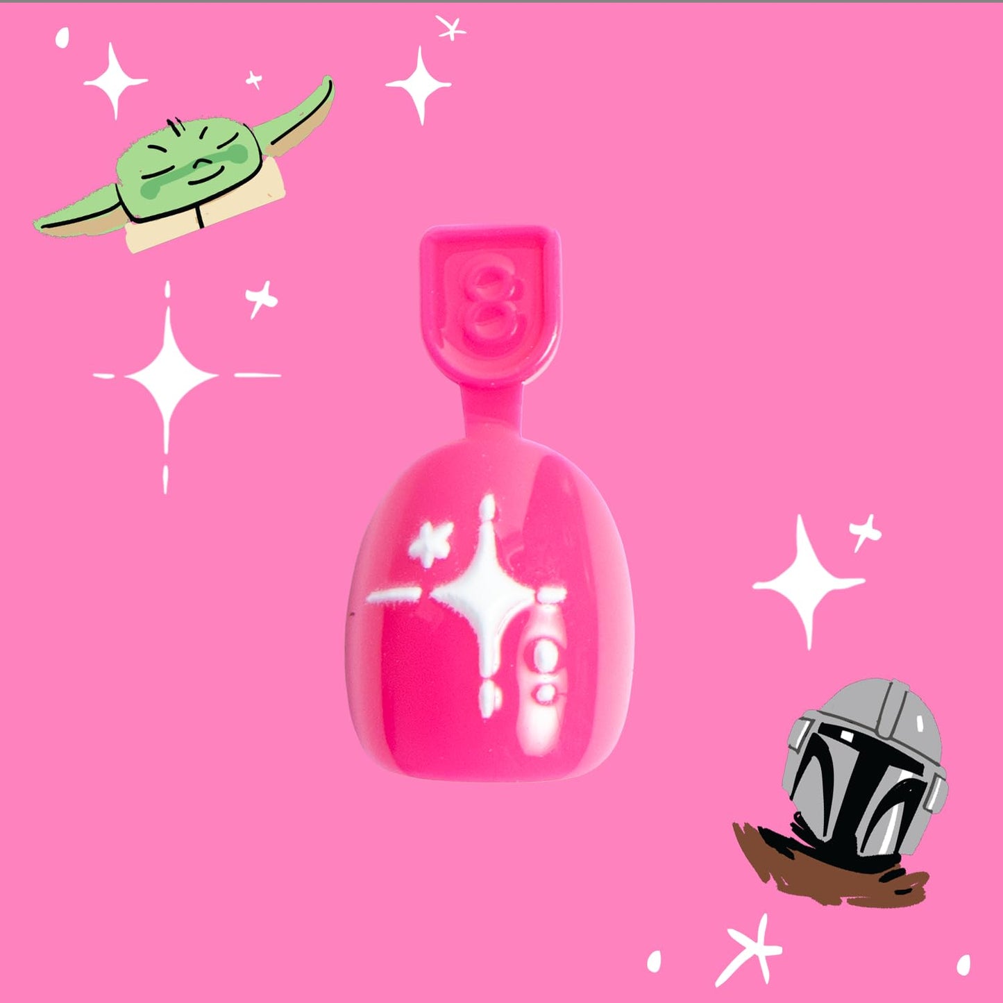Olive & June Pressies Kids Press-On Nails (No Glue) | Star Wars: The Mandalorian & Grogu | 28 Fake Nails, 14 Sizes, 1 Nail File | Easy On-Off Mani Non-Toxic Tabs | XS/S, Round | Raspberry Rebel Run