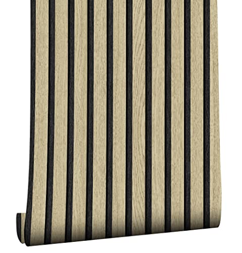 myforHD Wallpaper Peel and Stick Wood Grating Stripe Self-Adhesive Wallpaper Faux Wood Contact Paper Wood Slats Self Adhesive Wall Paper PVC Vinyl Film Removable Waterproof (Wood B, 17.3" x 118") - color: Wood B, size: 17.3" x 118.1"
