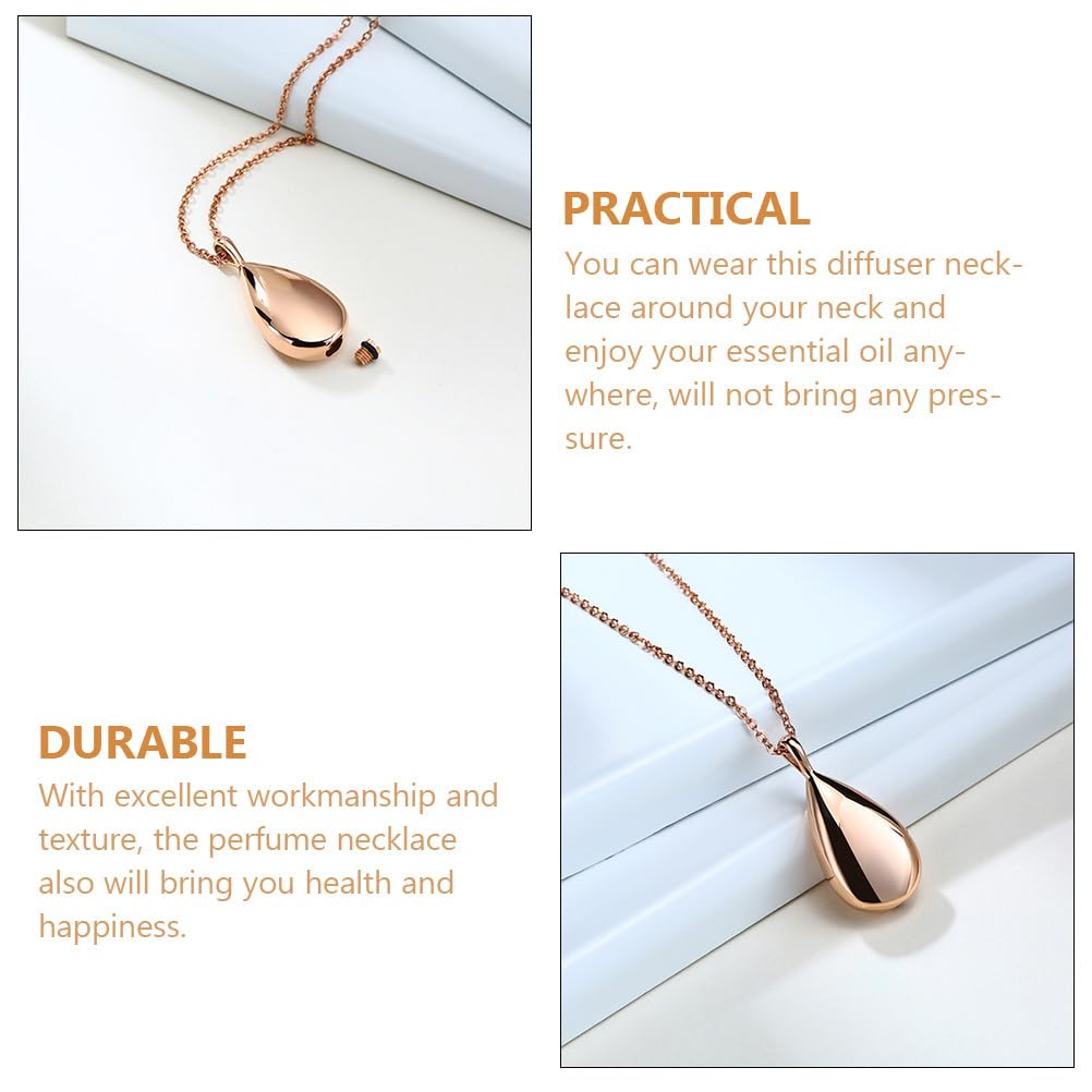 Abaodam Perfume Necklace for Women Aromatherapy Diffuser Pendant Urn Necklace for Ashes Teardrop-Shaped Memorial Jewelry with Chain Essential Oil Scent Keeper