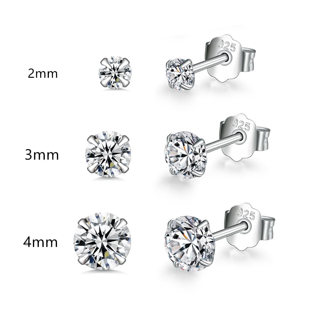 Sterling Silver Hoop Earrings Sterling Silver Stud Earrings for Women 6 Pairs Hypoallergenic Tiny Cubic Zirconia Stud Set Cartilage Hoops
