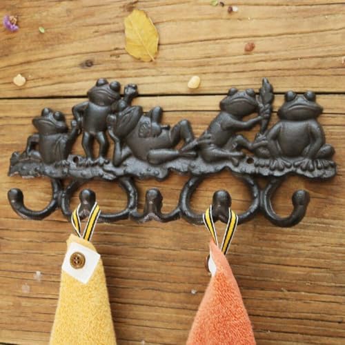 European Cast Iron Five Frogs Wrought Iron Hook, Wall Decor Ornament