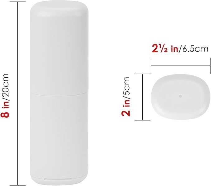 Linkidea 2 Pack Travel Toothbrush Toothpaste Storage Case, Portable Gargle Toothbrush Containers, Travel Toothbrush Holder for Camping, School, Business, Trip, Bathroom (Light Grey)