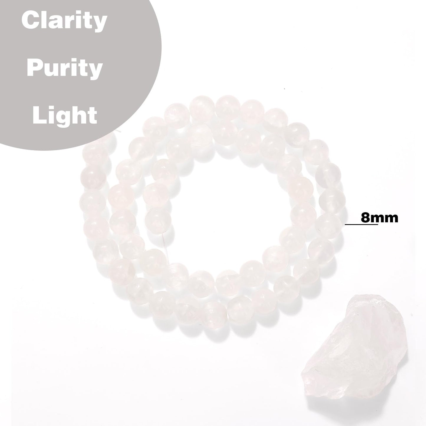 Raicegs 100pcs 8mm Selenite Beads Natural Gemstone Beads Round Loose Beads for Jewelry Making DIY Bracelets Necklace