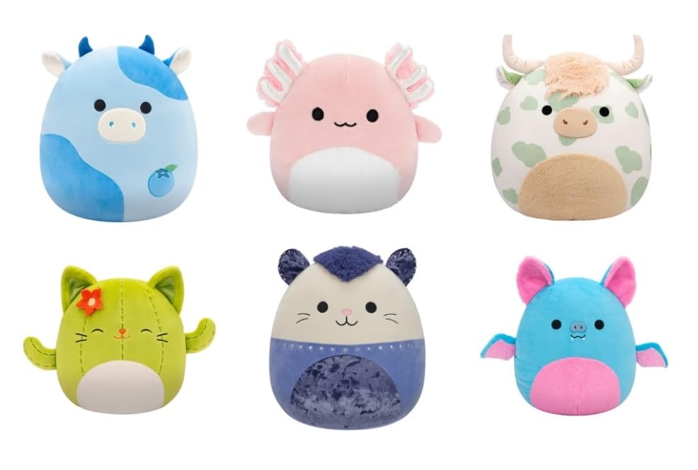 Squishmallows 2024 Fall Squad 5" Cow Opossum Bat Mini Plush Dolls (Set of 6)