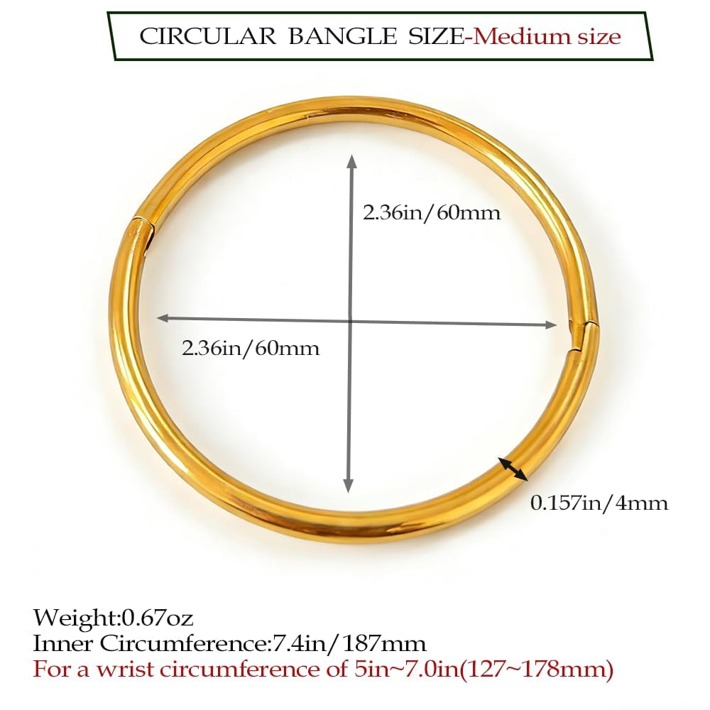 BRIGFUTU 18K Gold Plated Bangles for Women, Dainty Stainless Steel Hinged Bangle Bracelets Set of 2, Waterproof Minimalist Cubic Zirconia Stackable Jewelry Gift for Her