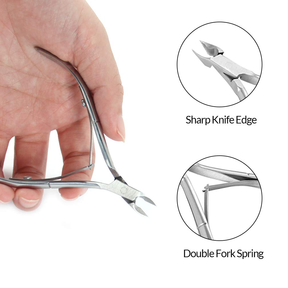 5PCS Cuticle Nipper and Pusher Set Stainless Steel Cuticle Trimmer Durable Cutter Dead Skin Clipper Manicure Pedicure Tools-Silver