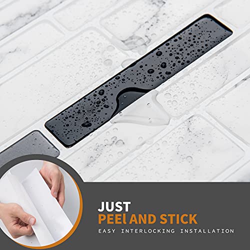 WOWSTAR 10-Sheet Peel and Stick Backsplash Tile for Kitchen Wall, Back Splash Stick On Tiles for Kitchen （12"x12", White Marble） - color: White Marble