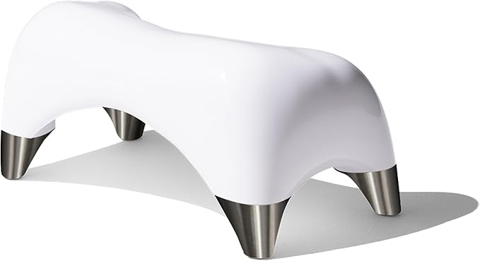 TUSHY Ottoman: A Premium Toilet Stool for The Bathroom, Modern Sleek Design | Squatting Position Helps Improves Bowel Health & Relieves Constipation (Relaxed 7.5" White/Brushed Nickel)