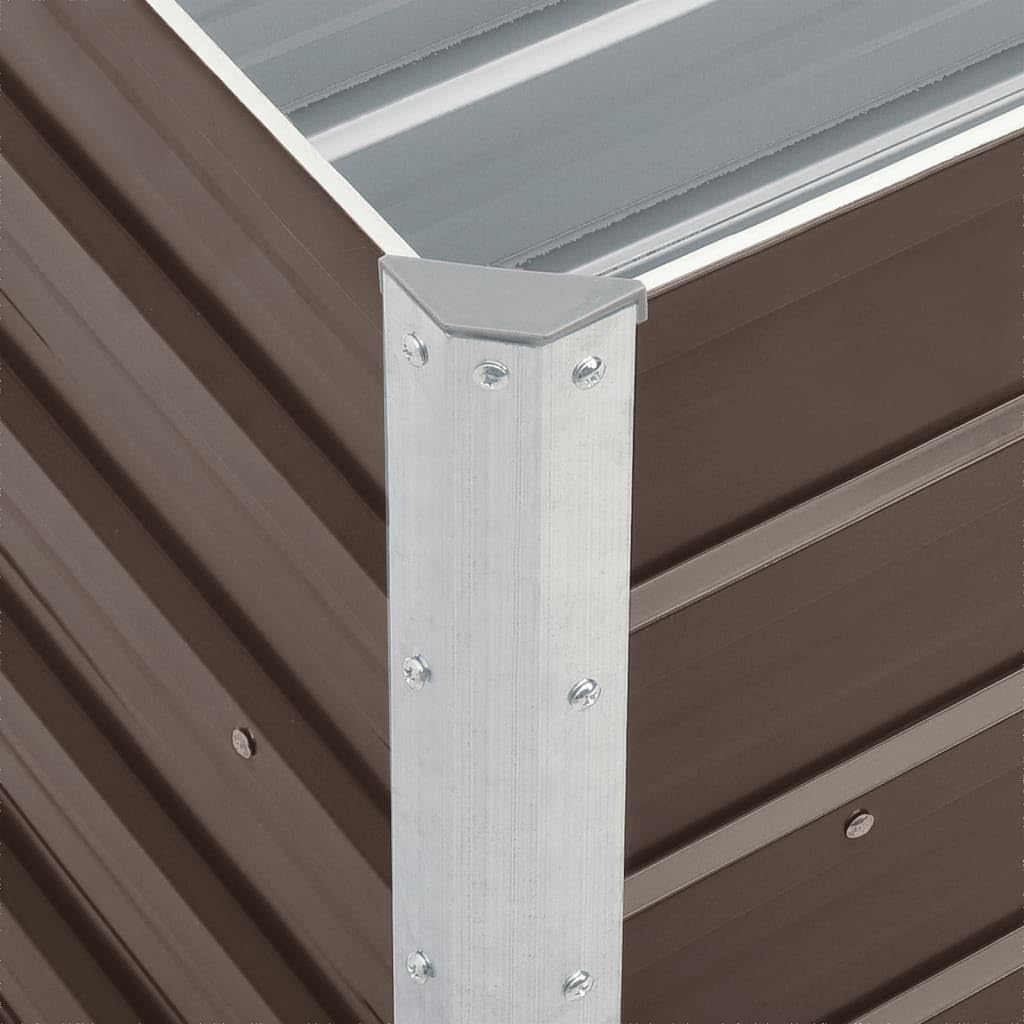 SKM Large Galvanized Steel Raised Garden Bed Brown 94.5x15.7x17.7 in,Brown (Weight 15.39KG)
