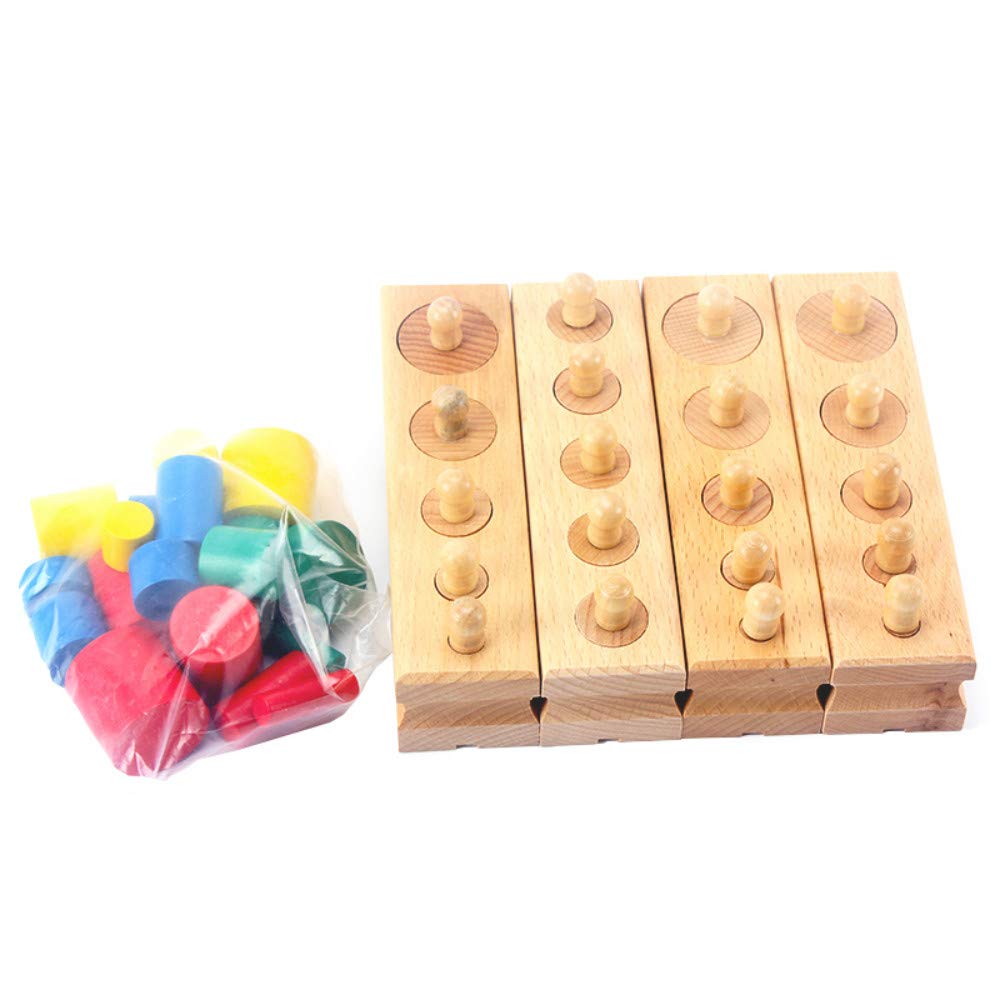 DANNI Upgraded Montessori Materials Colorful Socket Cylinder Preschool Intellectual Development Kids Educational Toys Children Gift (B)