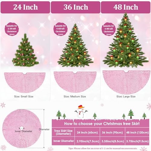 Mini Christmas Tree Skirt 24 Inch Pink Tree Skirt Small Sequin Mat Fabrics