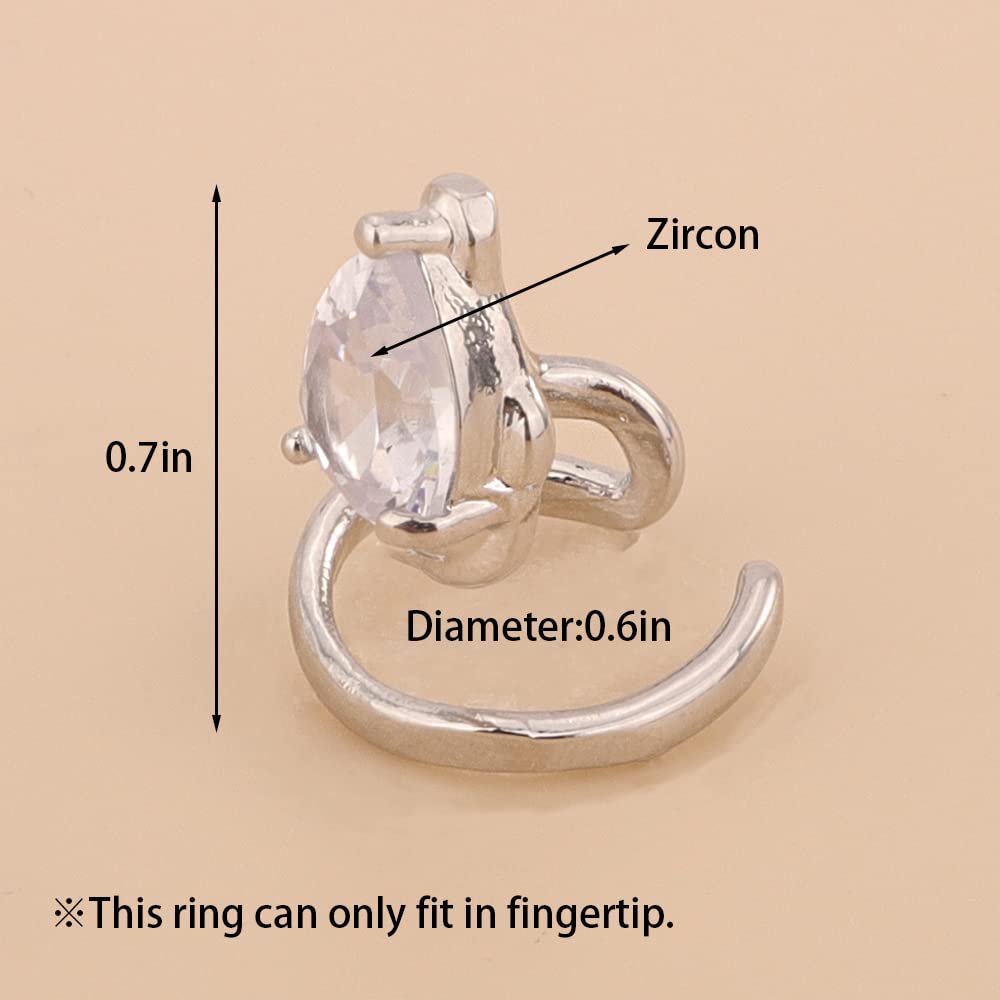 Rumtock 4pcs Punk Silver Fingertip Protective Nail Rings Set with Knuckle Chain Ring Manicure Jewelry for Women Gilrs