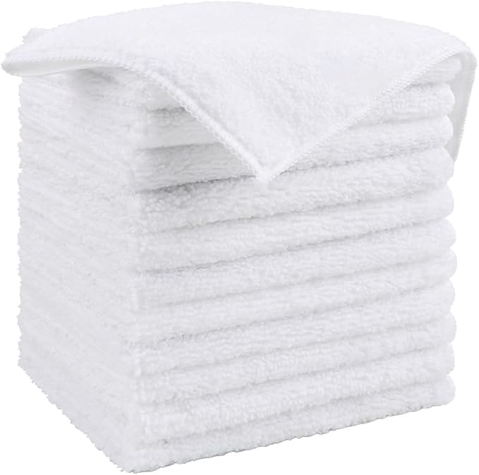 HOMEXCEL White Microfiber Cleaning Cloth, 12 Pack Premium Microfiber Towels for Cars, Lint Free, Scratch-Free, Highly Absorbent, Reusable Cleaning Rags for Car, Household, Kitchen, Window, 11.5"X11.5"