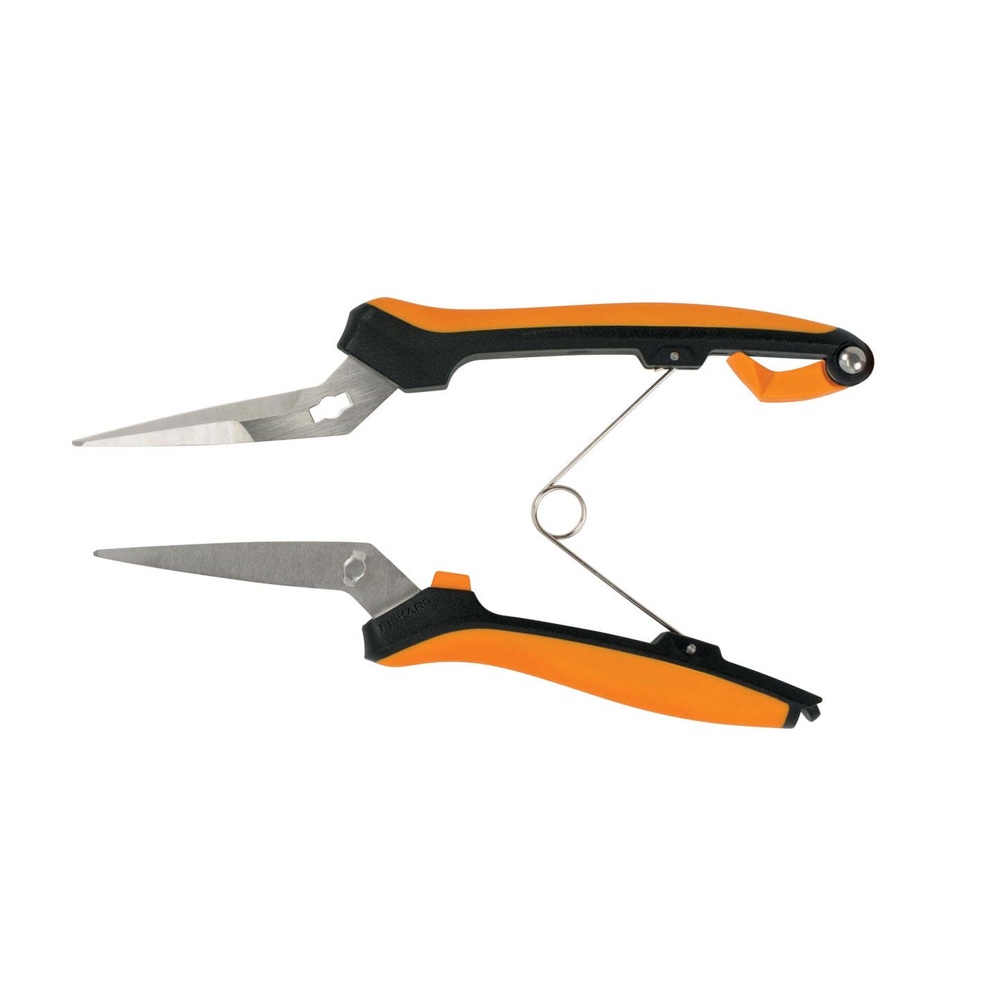 Fiskars Curved Micro-Tip Pruning Snips - 6" Garden Shears with Sheath and SoftGrip Handle - Yard and Garden Tools - Orange/Black