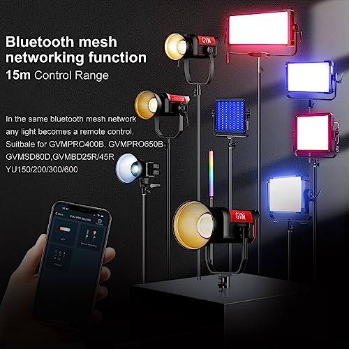 GVM 200W LED Video Light, 2700K-6800K Continuous Output Lighting LED COB Light with DMX/Bluetooth App Control, YouTube Studio Light for Film Recording Photography, CRI 97+ - size: 200W