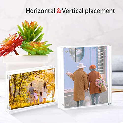 Sezanrpt Acrylic Picture Frames 5x7 Free Standing, Clear Crystal Double Side Magnets 5'' x 7'' Picture Frame, Office Desktop Magnetic 5x7 Lucite Photo Frame for Booth Display, Brand Advertiser… - size: 5'' x 7''