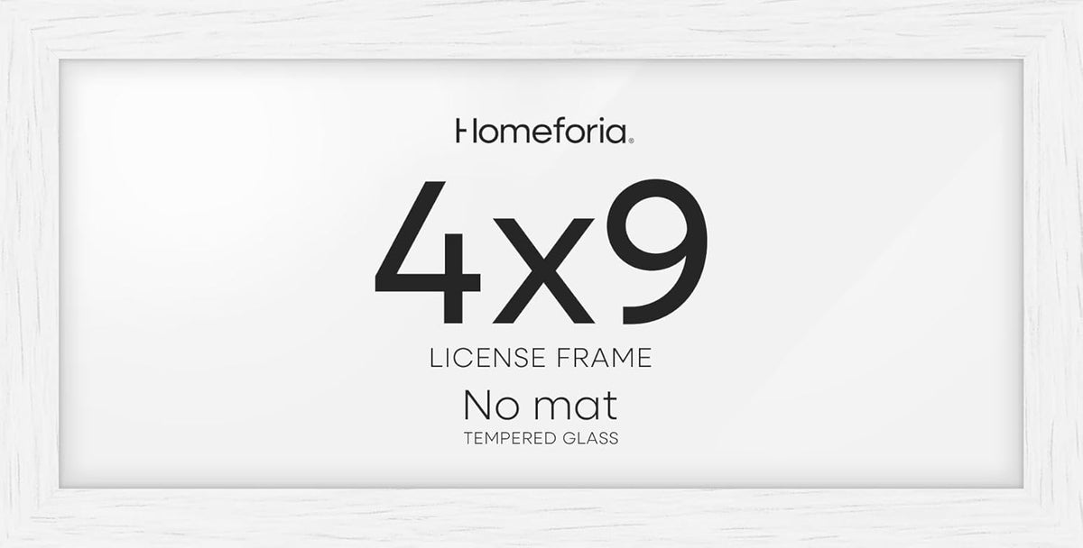 Homeforia 4x9 Business License Frame White, High End Oak 4 x 9 White Wood Certificate Frames, 9x4 Wooden Document Frames for Wall or Tabletop, 4 by 9 Picture Frames, Tempered Glass, Wall Kit, Set of 1