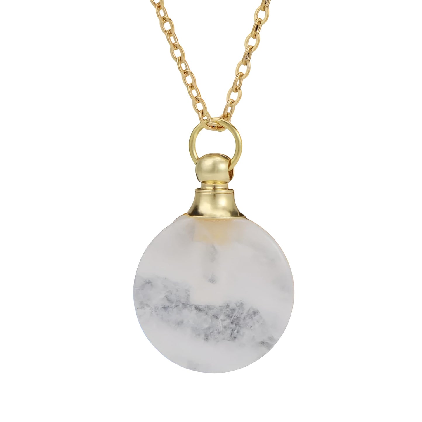 Generic 925 Sterling Silver & 14K Gold Filled Essential Oil Necklace for Women & Men, Clay Core, Neutral