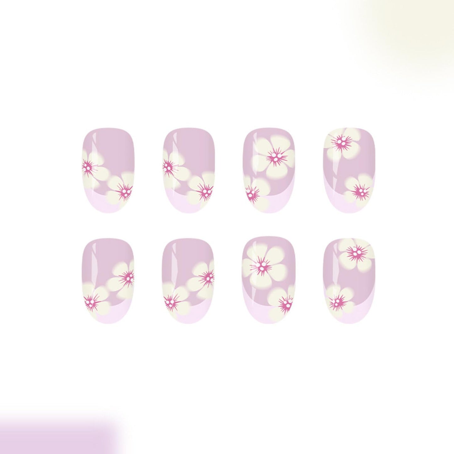 Short Almond Press on Nails Soft Pink Gradient Base Delicate Cherry Motifs Shiny Surface Gentle Fresh Manicure Stick on Nails Artificial Nails Suitable for Elegant Cute Stylish Charming Pretty 24 Pcs