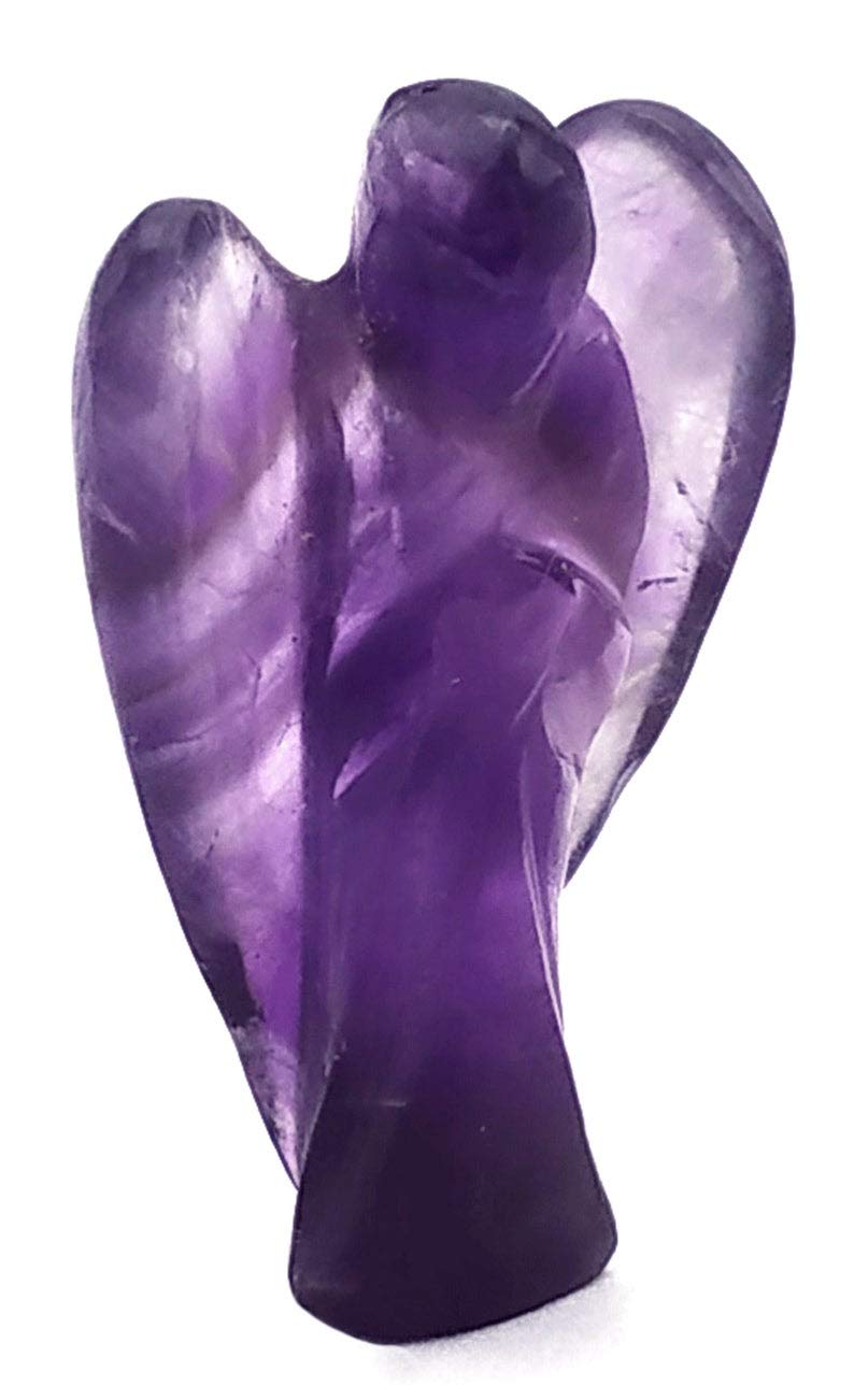 Amethyst Crystal Guardian Angel Figurines Ornament for Healing Birthstone, Decoration Statue (Hand Carved Pocket Gemstone Angel) (1.5 inch)