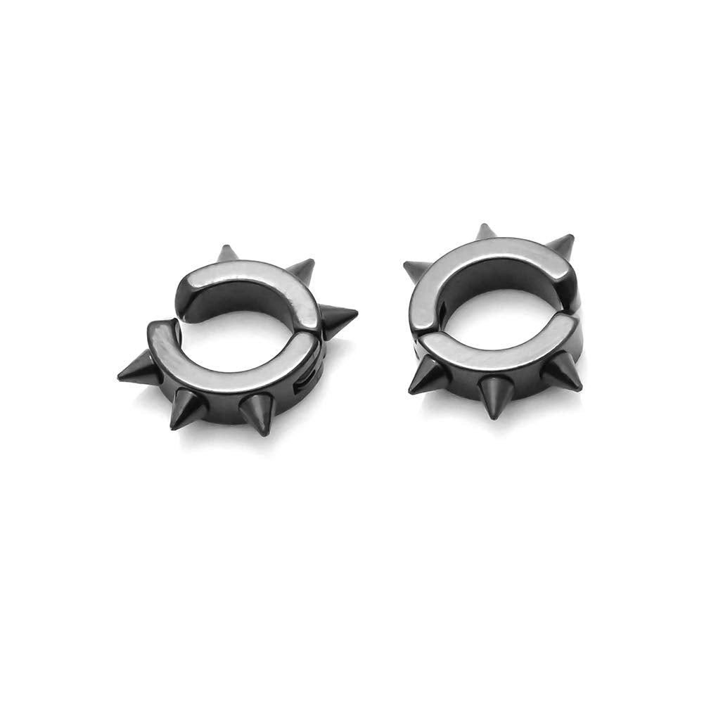 Xusamss Punk Jewelry Stainless Steel Spike Rivet Ear Clip Earrings